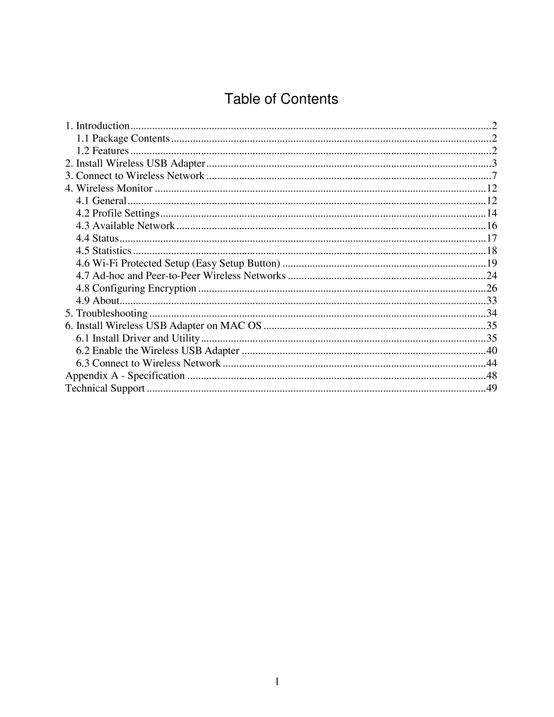 Airlink101 AWLL5166HP user manual Table of Contents 