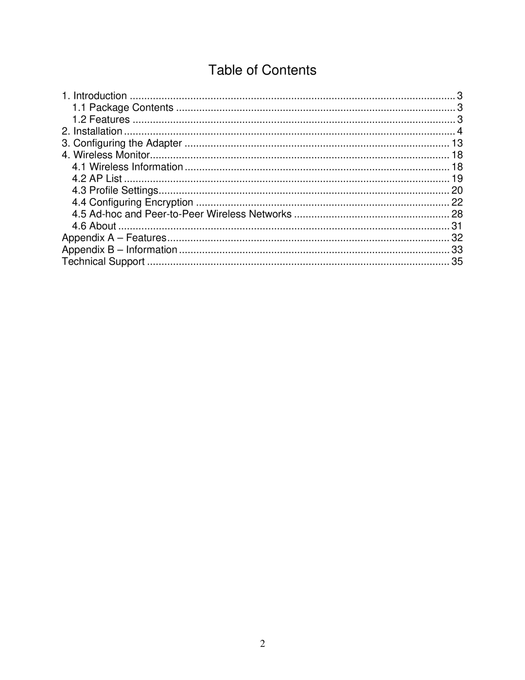 Airlink101 AWLL6070 user manual Table of Contents 