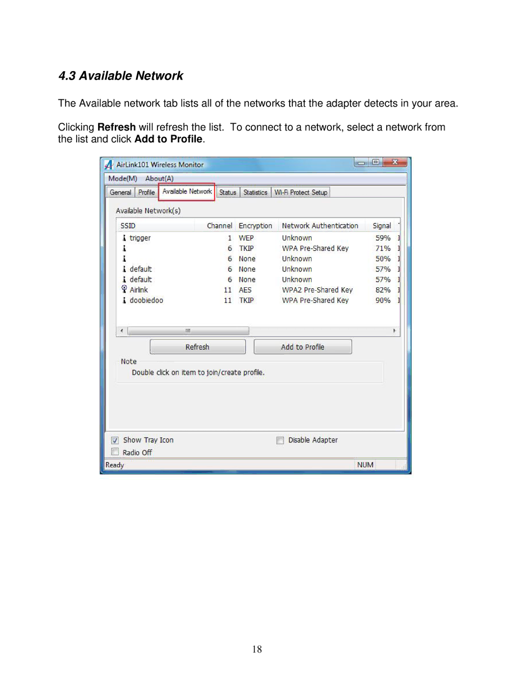 Airlink101 AWLL6075 user manual Available Network 