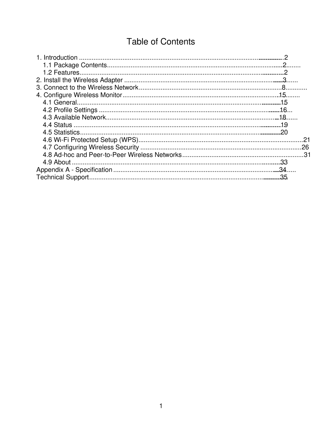 Airlink101 AWLL6075 user manual Table of Contents 