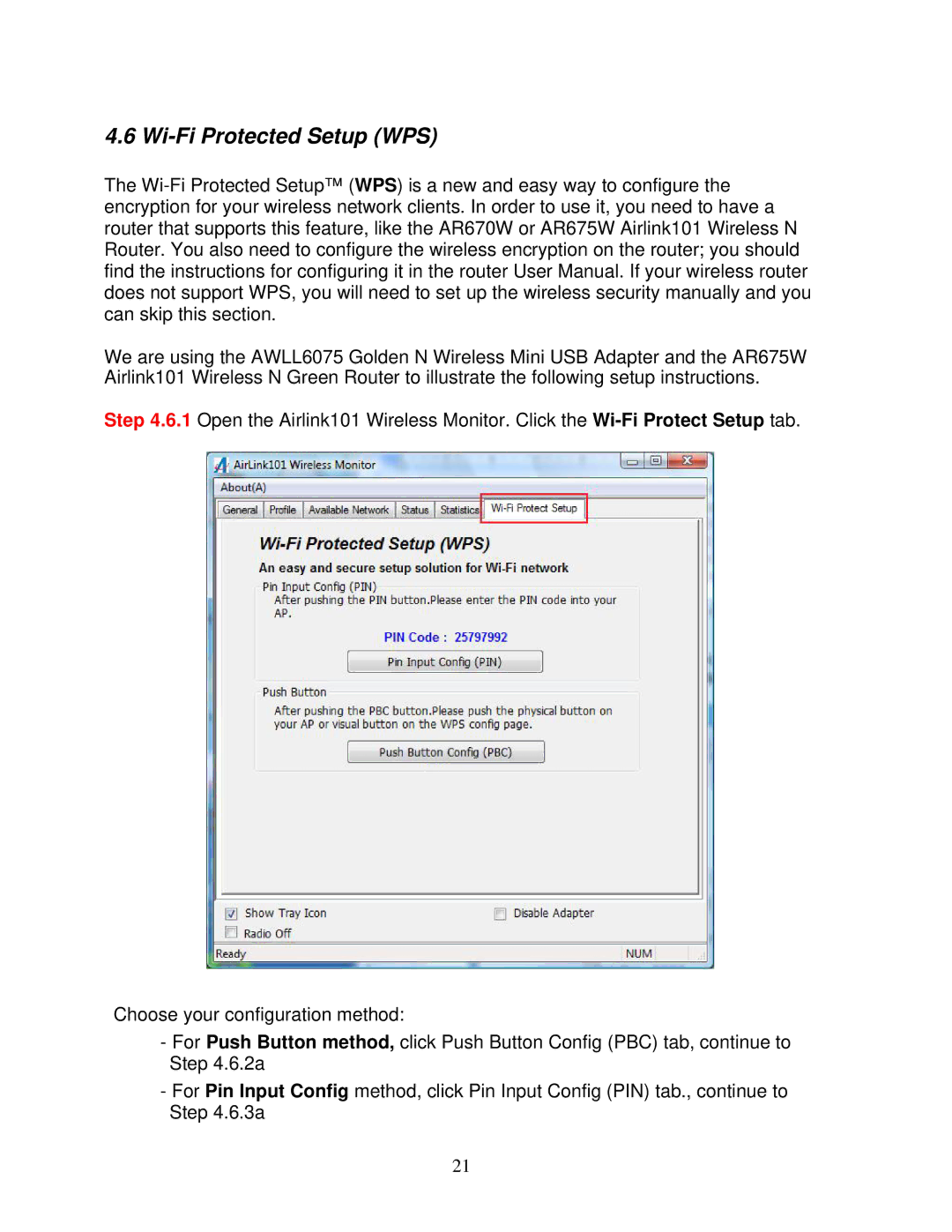 Airlink101 AWLL6075 user manual Wi-Fi Protected Setup WPS 