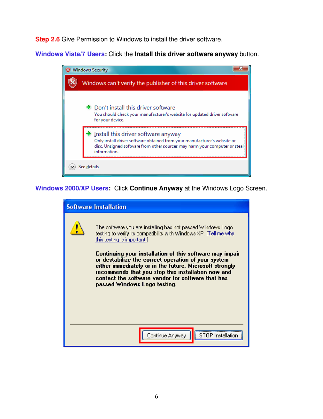 Airlink101 AWLL6075 user manual Give Permission to Windows to install the driver software 