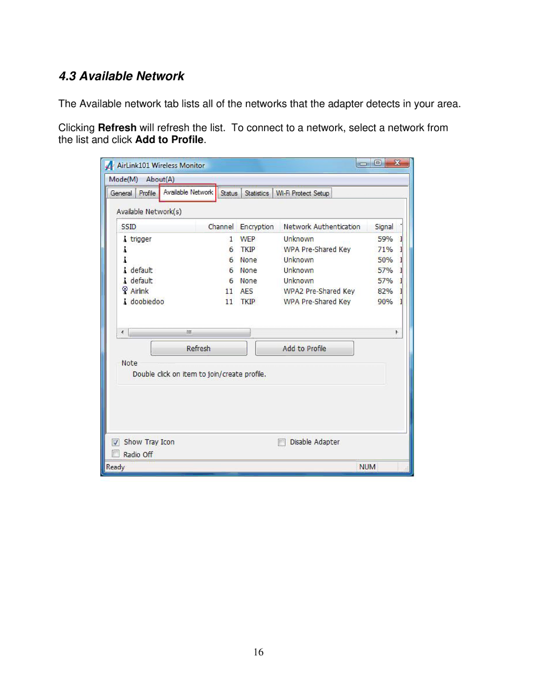 Airlink101 AWLL6077 user manual Available Network 