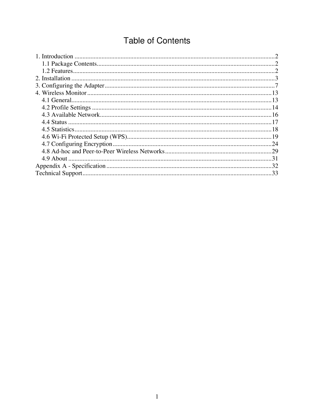 Airlink101 AWLL6077 user manual Table of Contents 