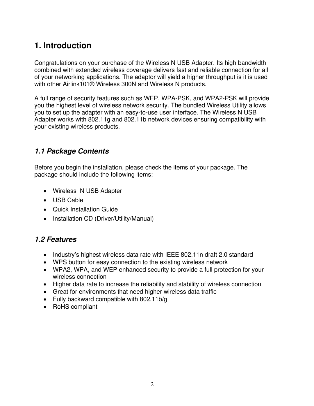 Airlink101 AWLL6077 user manual Introduction, Package Contents, Features 