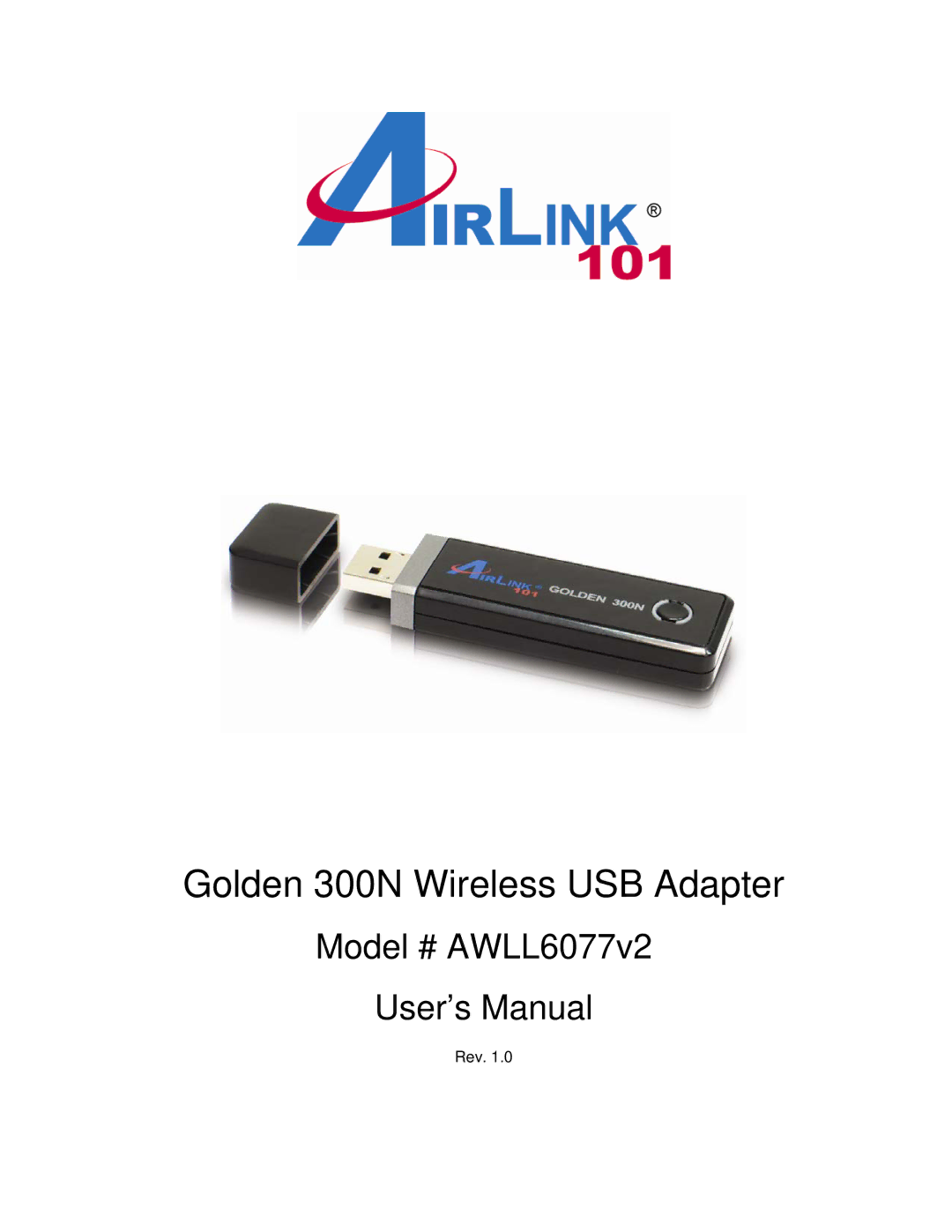 Airlink101 AWLL6077V2 user manual Golden 300N Wireless USB Adapter 