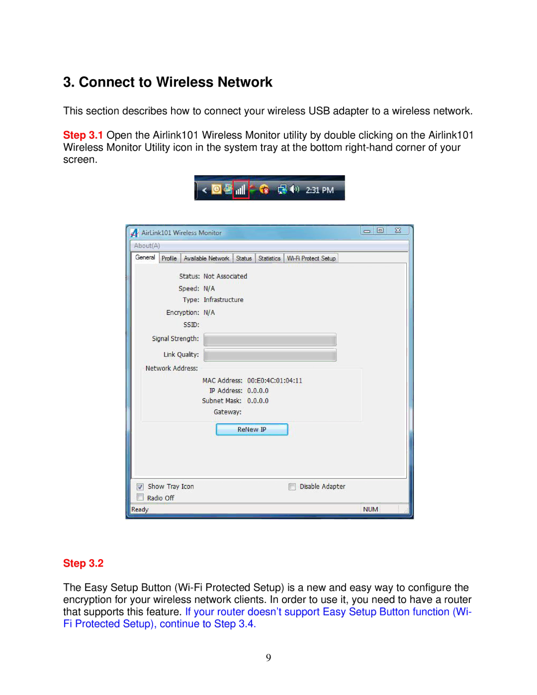 Airlink101 AWLL6077V2 user manual Connect to Wireless Network, Step 