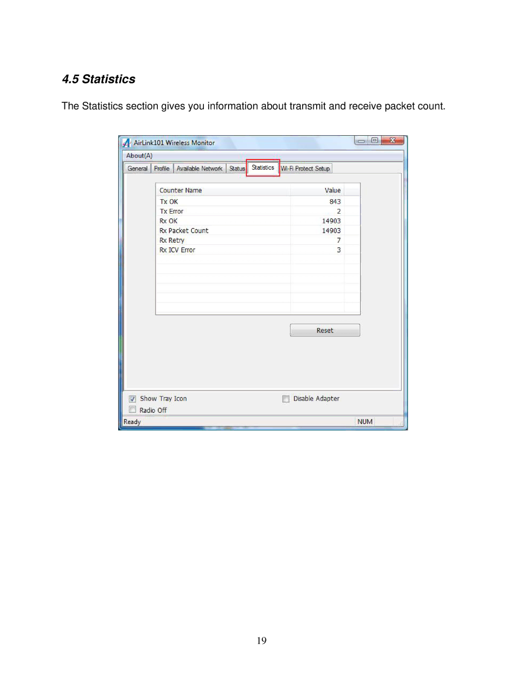 Airlink101 AWLL6077V2 user manual Statistics 