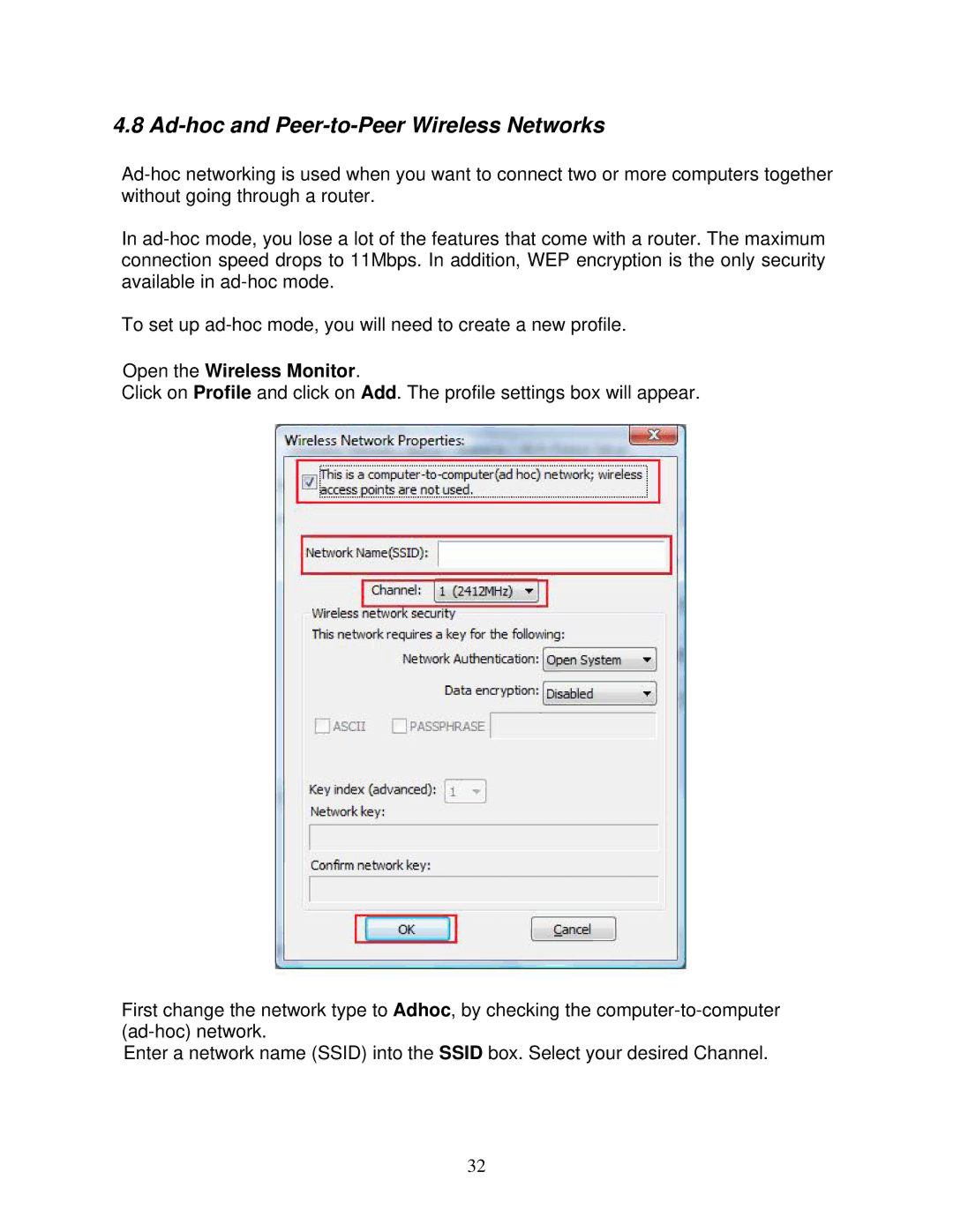 Airlink101 AWLL6077V2 user manual Ad-hoc and Peer-to-Peer Wireless Networks, Open the Wireless Monitor 