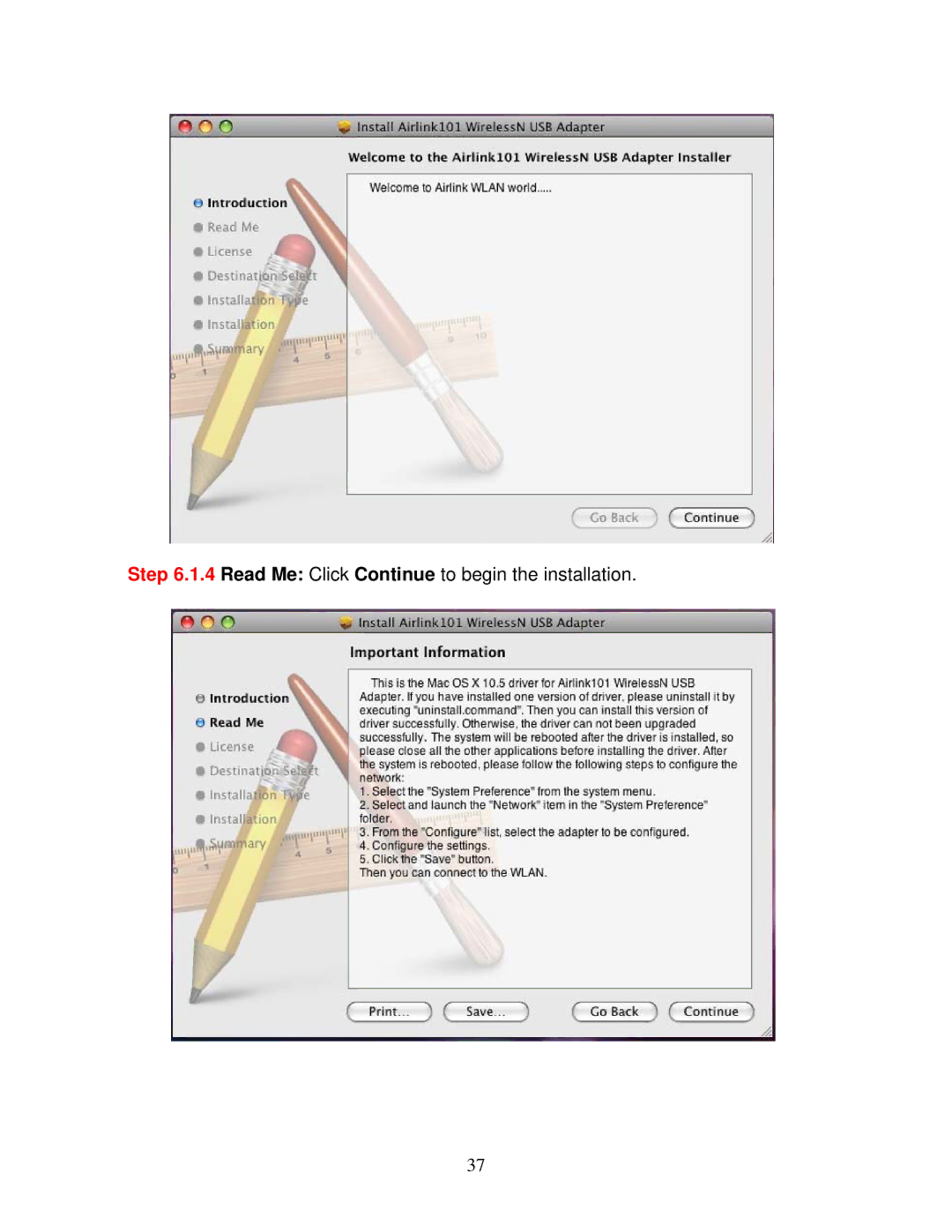 Airlink101 AWLL6077V2 user manual Read Me Click Continue to begin the installation 