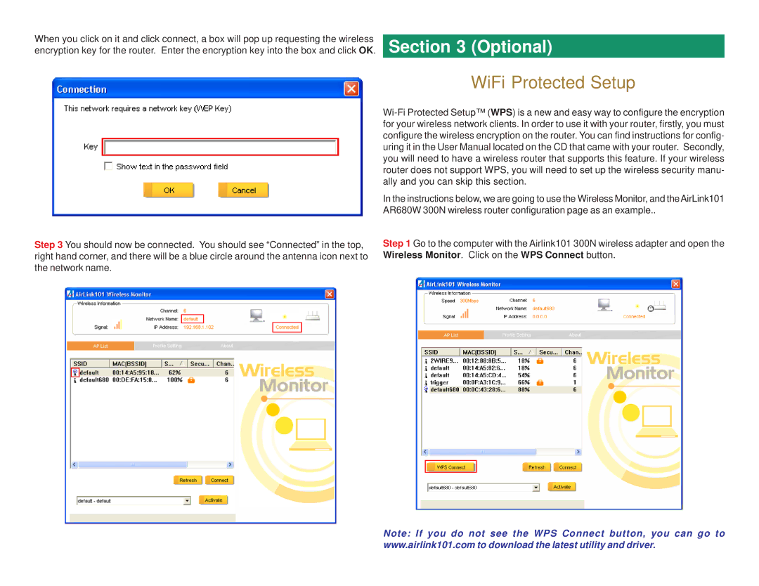 Airlink101 AWLL6080 user manual Optional, WiFi Protected Setup 