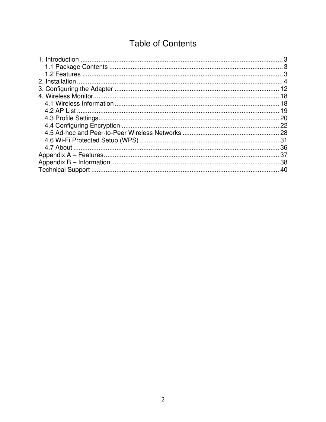 Airlink101 AWLL6090 user manual Table of Contents 