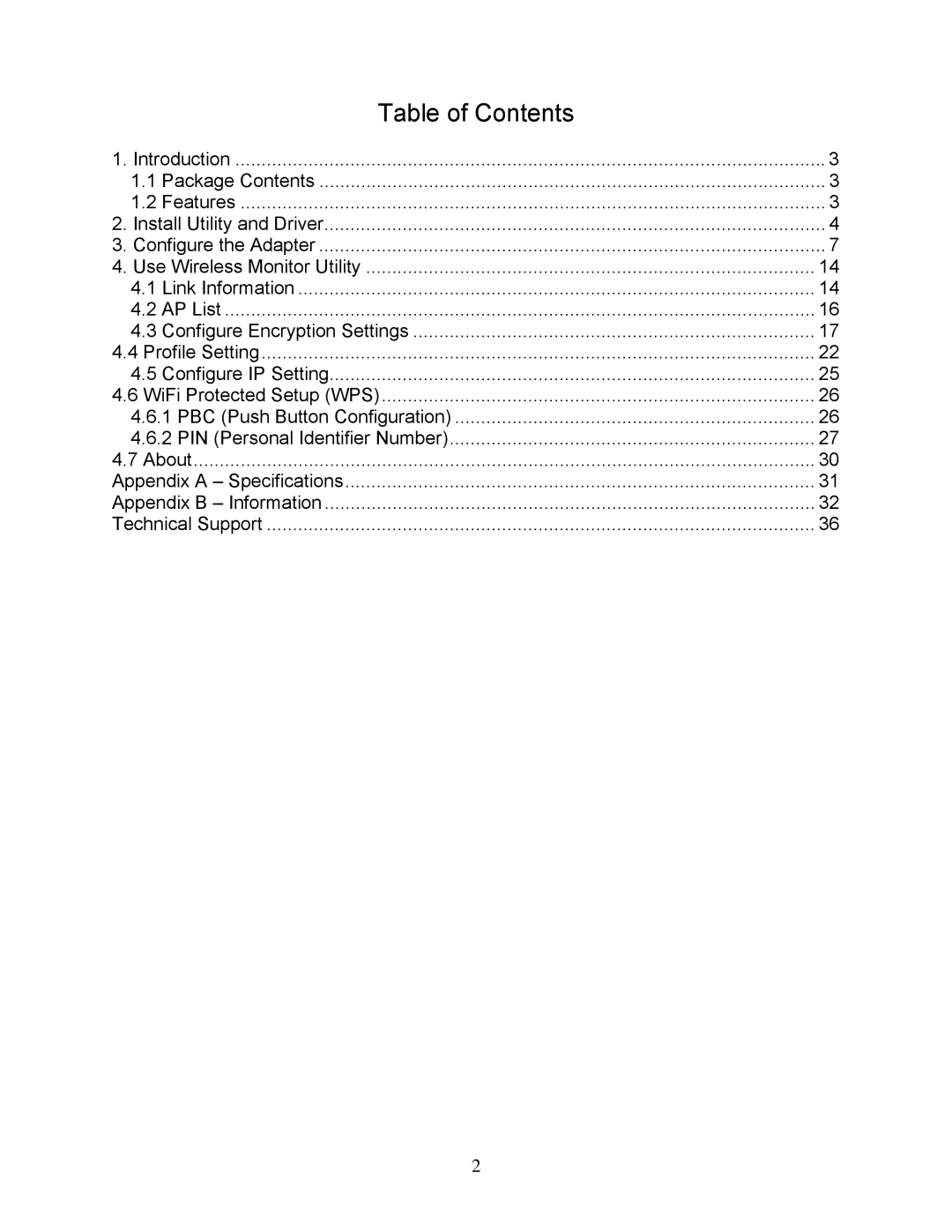 Airlink101 AWLL7025 user manual Table of Contents 