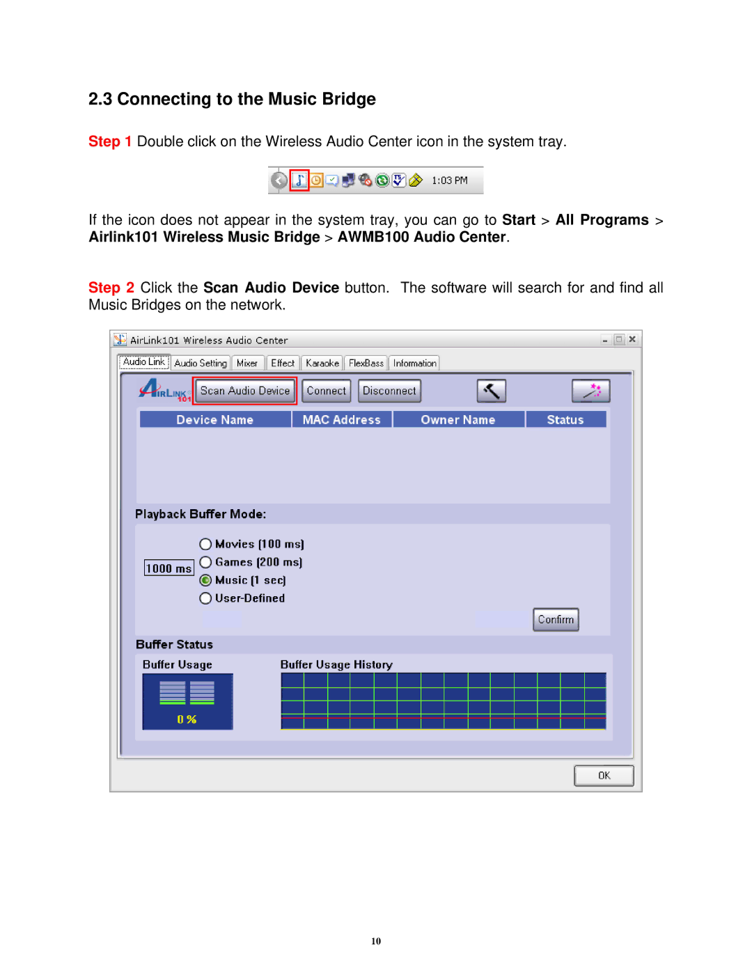 Airlink101 AWMB100 manual Connecting to the Music Bridge 