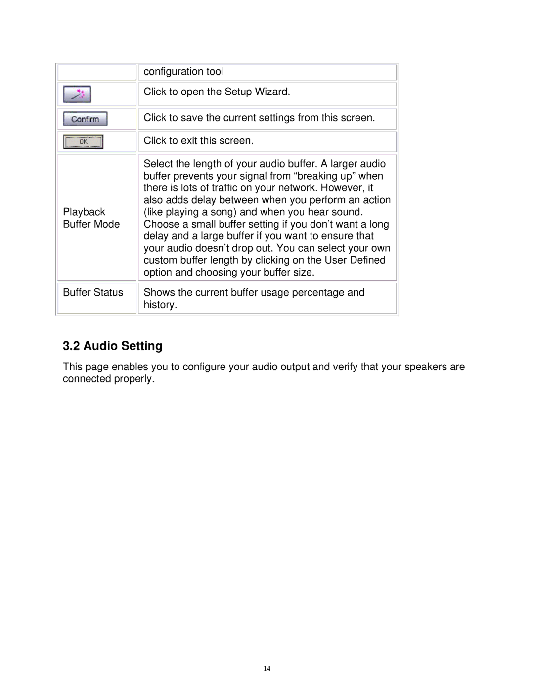 Airlink101 AWMB100 manual Audio Setting 