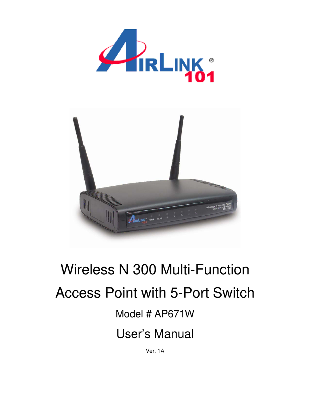 Airlink101 N300 user manual User’s Manual 