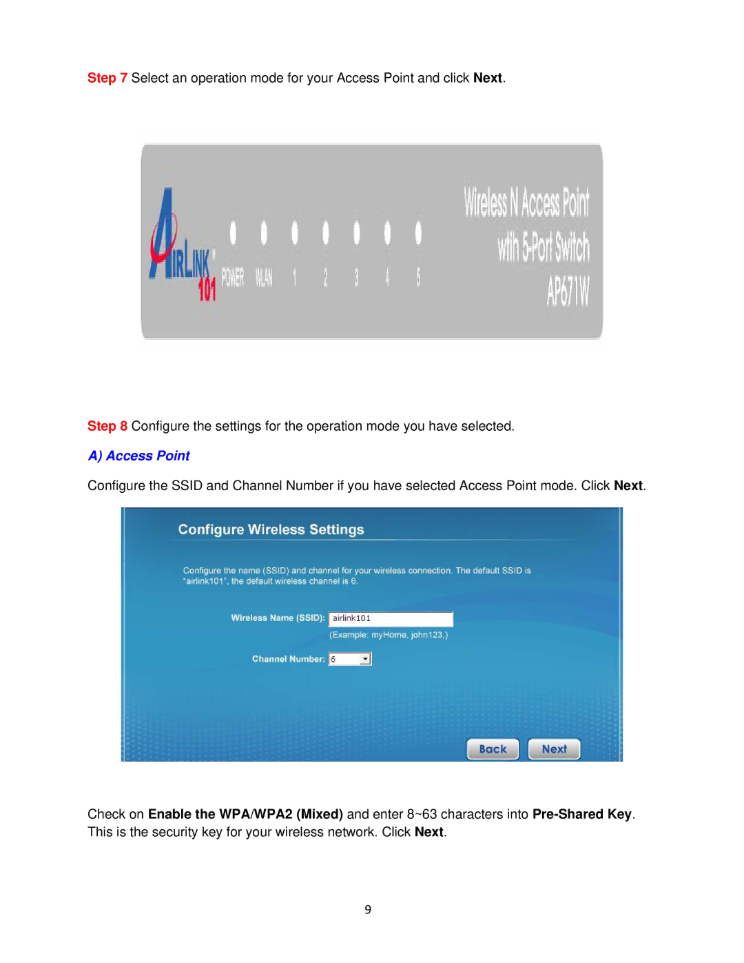 Airlink101 N300 user manual Access Point 