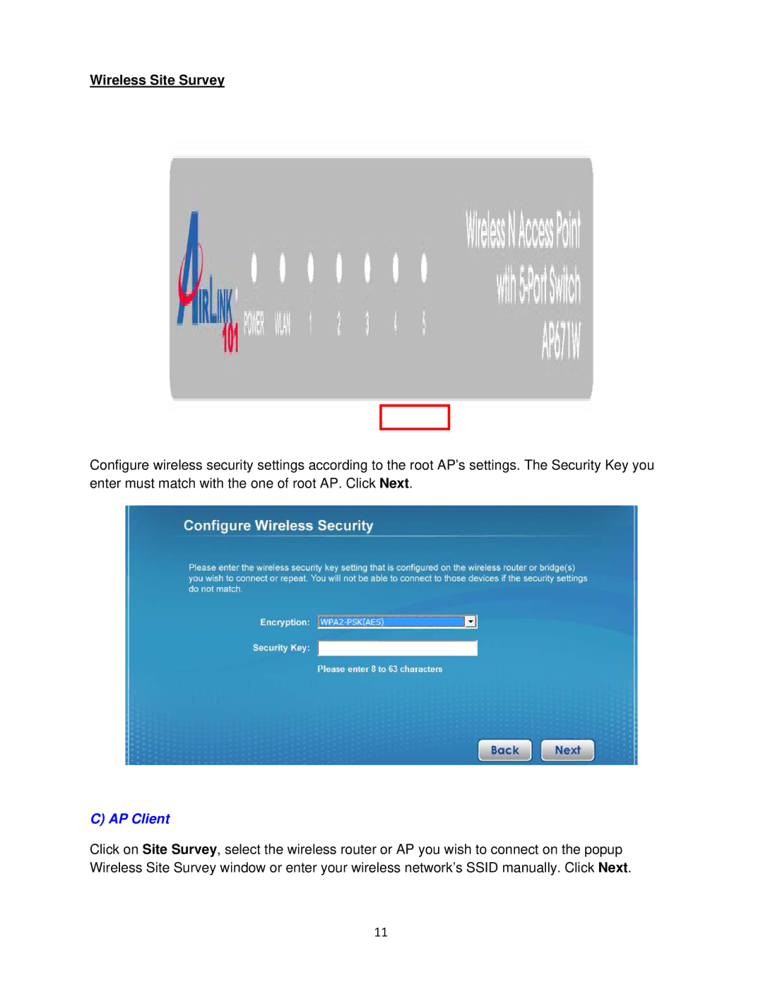 Airlink101 N300 user manual AP Client 