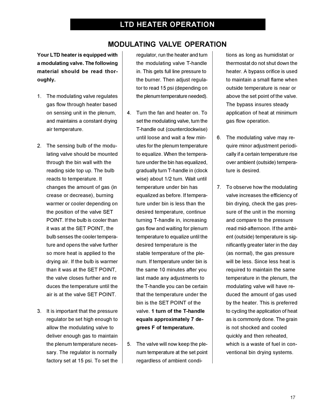 Airstream 18 owner manual Modulating Valve Operation 