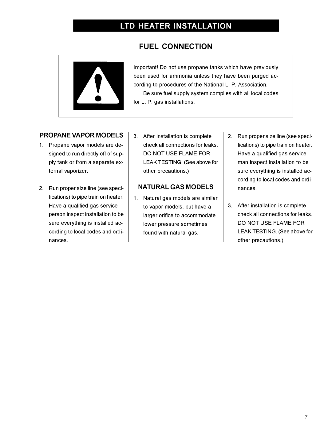 Airstream 18 owner manual Fuel Connection, Propane Vapor Models 