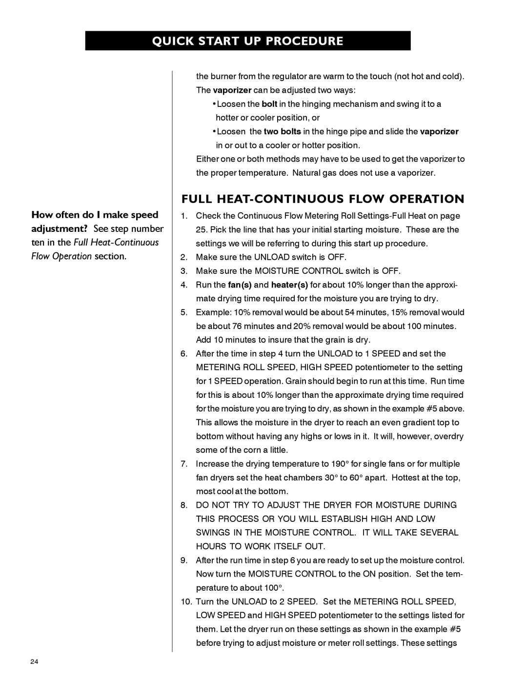 Airstream PNEG-339 service manual Full HEAT-CONTINUOUS Flow Operation 