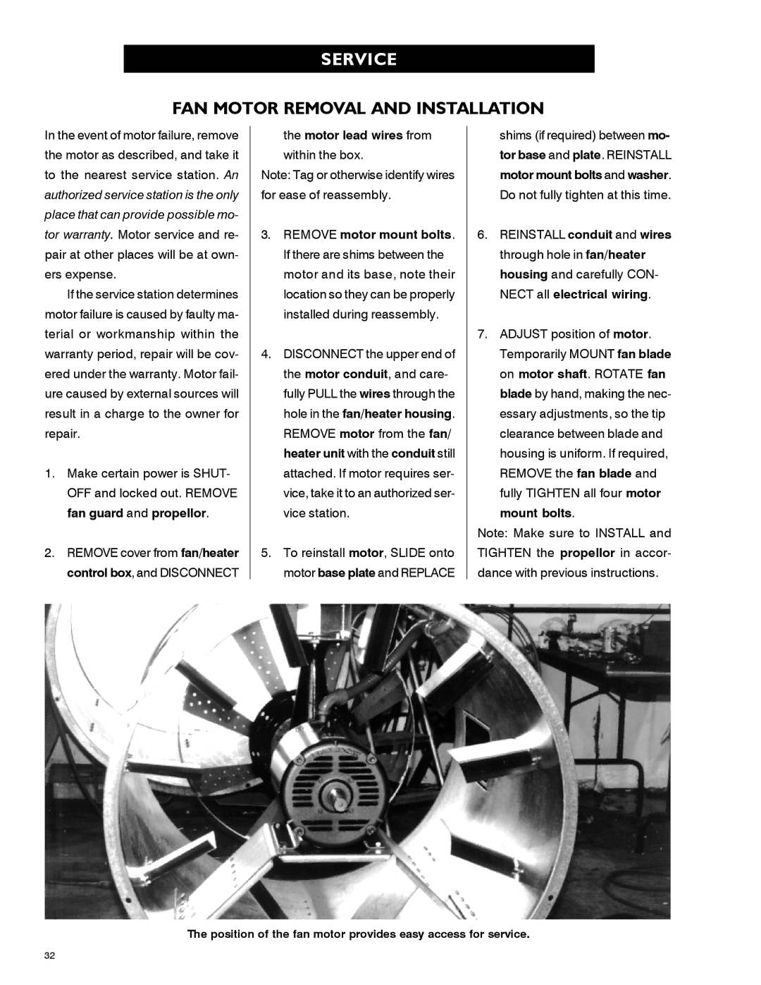 Airstream PNEG-339 service manual FAN Motor Removal and Installation 