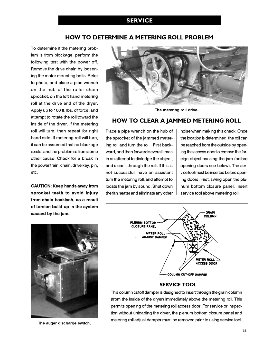 Airstream PNEG-339 HOW to Determine a Metering Roll Problem, HOW to Clear a Jammed Metering Roll, Service Tool 