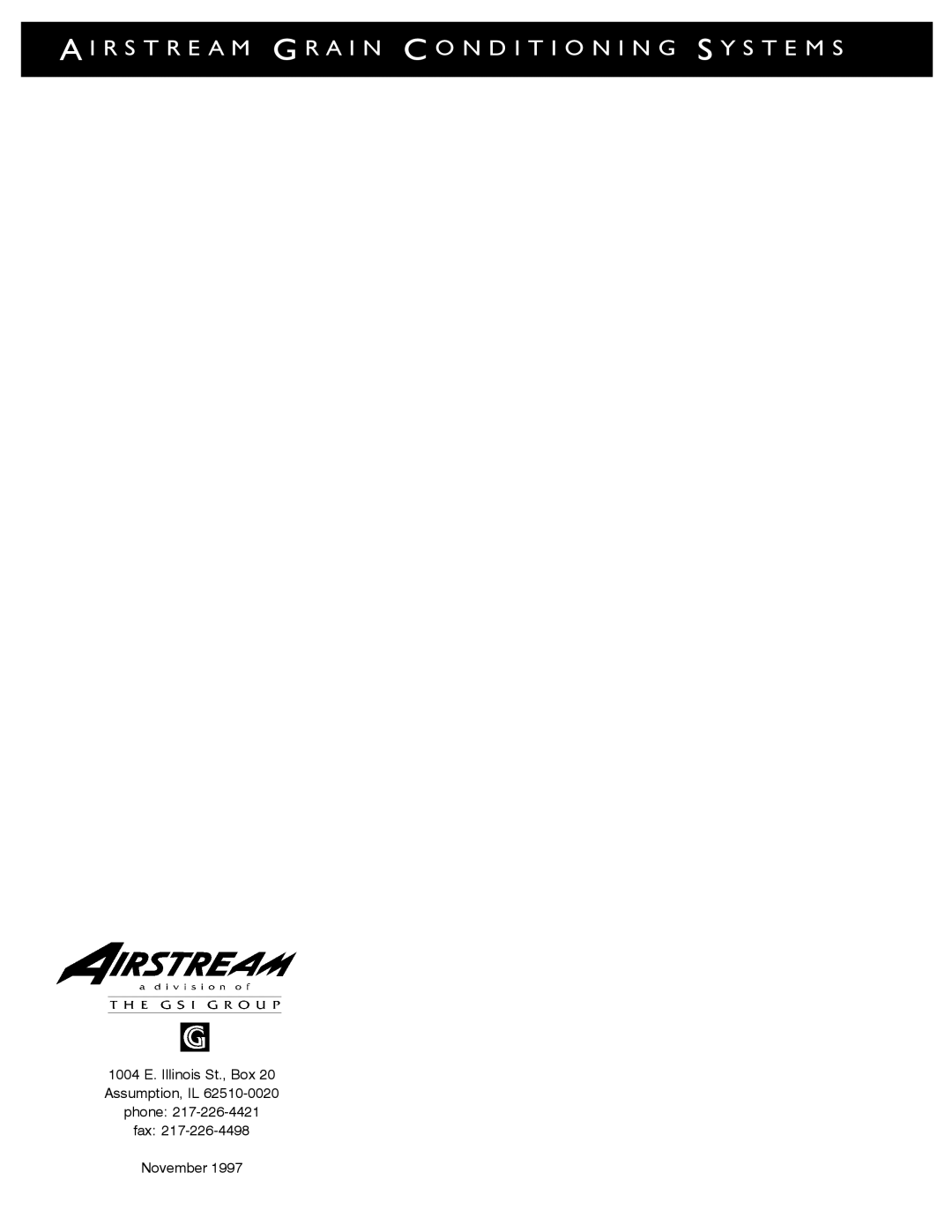 Airstream PNEG-339 service manual 1004 E. Illinois St., Box Assumption, IL Phone Fax November 