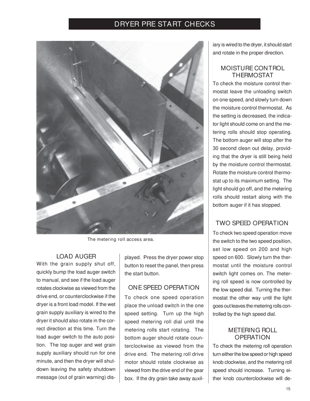 Airstream PNEG-343 service manual TWO Speed Operation, Load Auger, ONE Speed Operation, Metering Roll Operation 