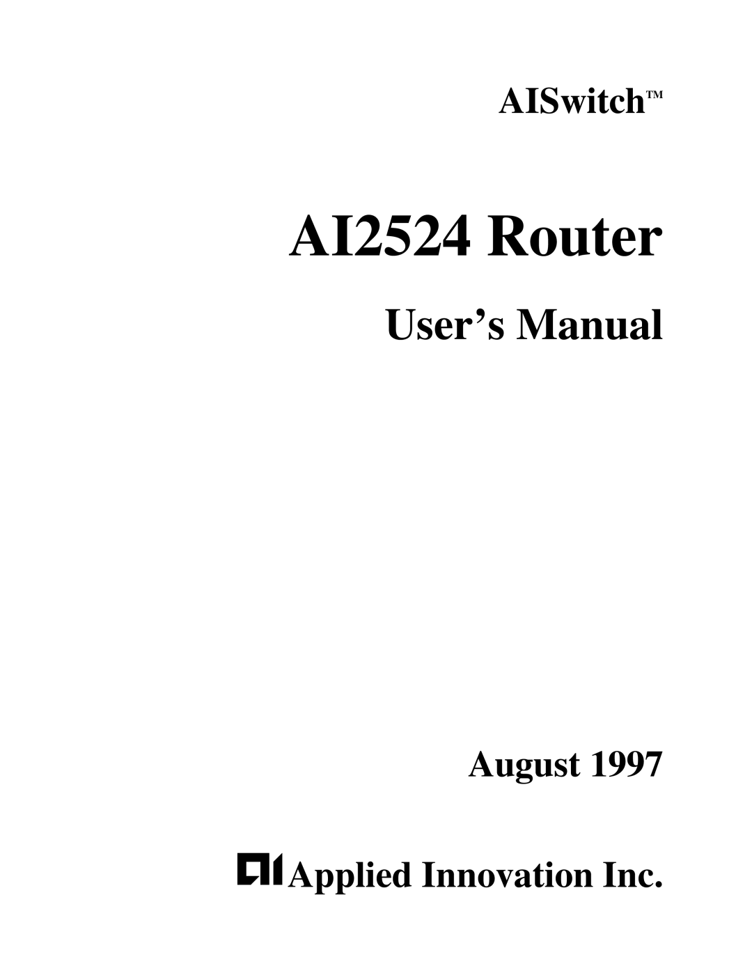 AIS user manual AI2524 Router 