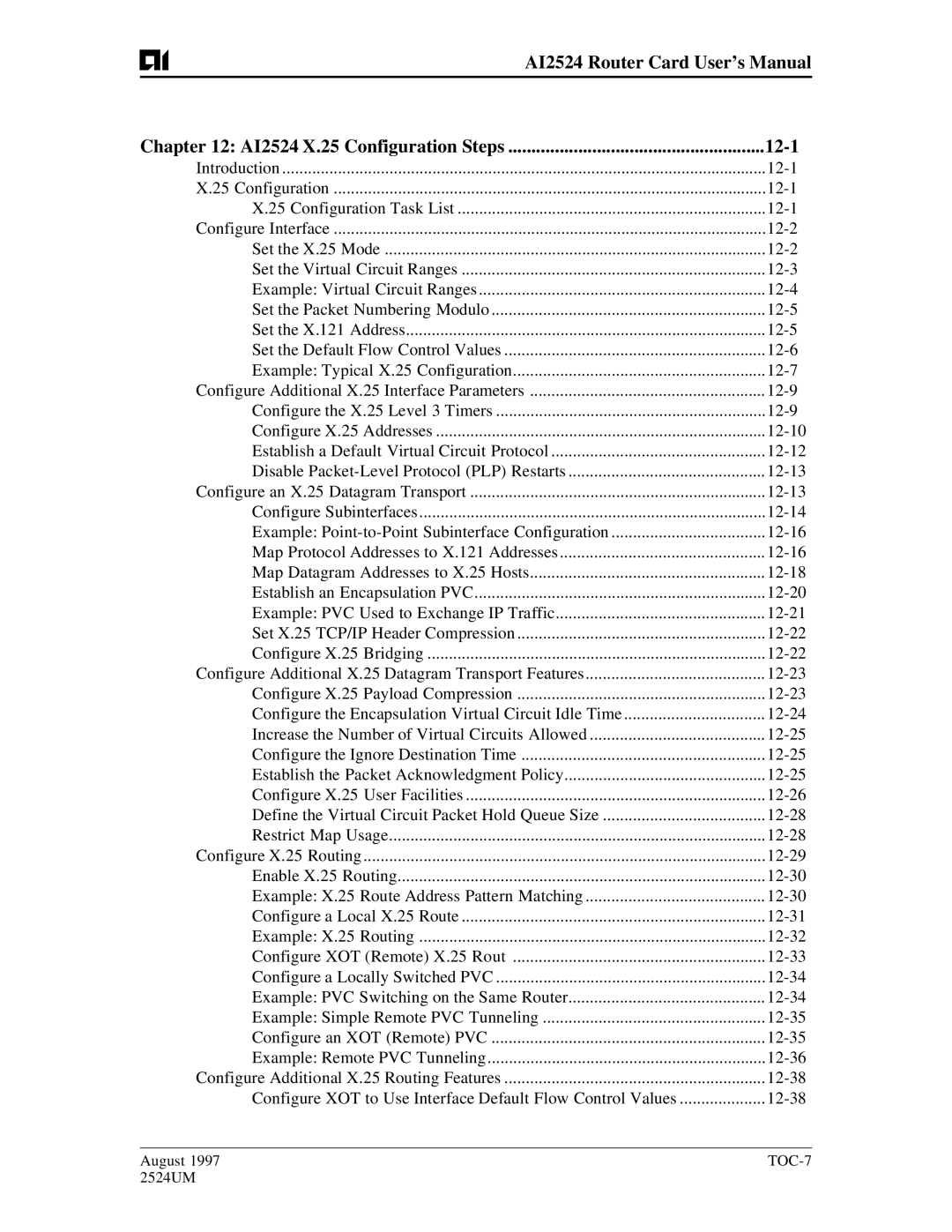 AIS AI2524 user manual TOC-7 