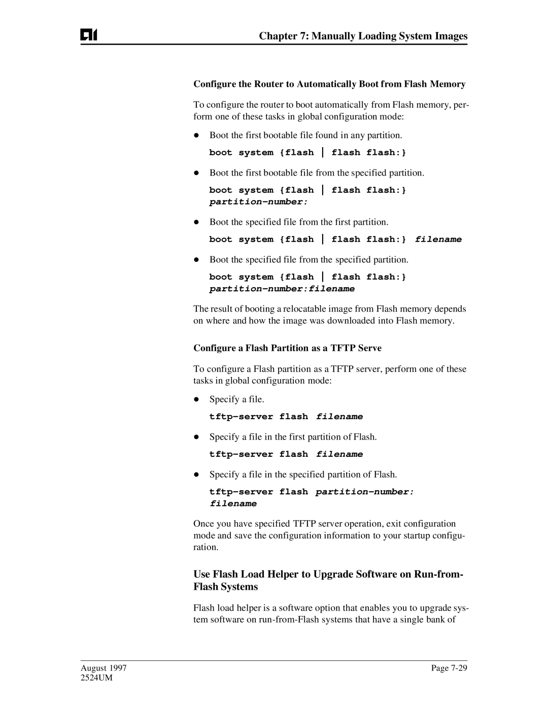 AIS AI2524 user manual Boot system flash flash flash partition-number, Boot system flash flash flash filename 