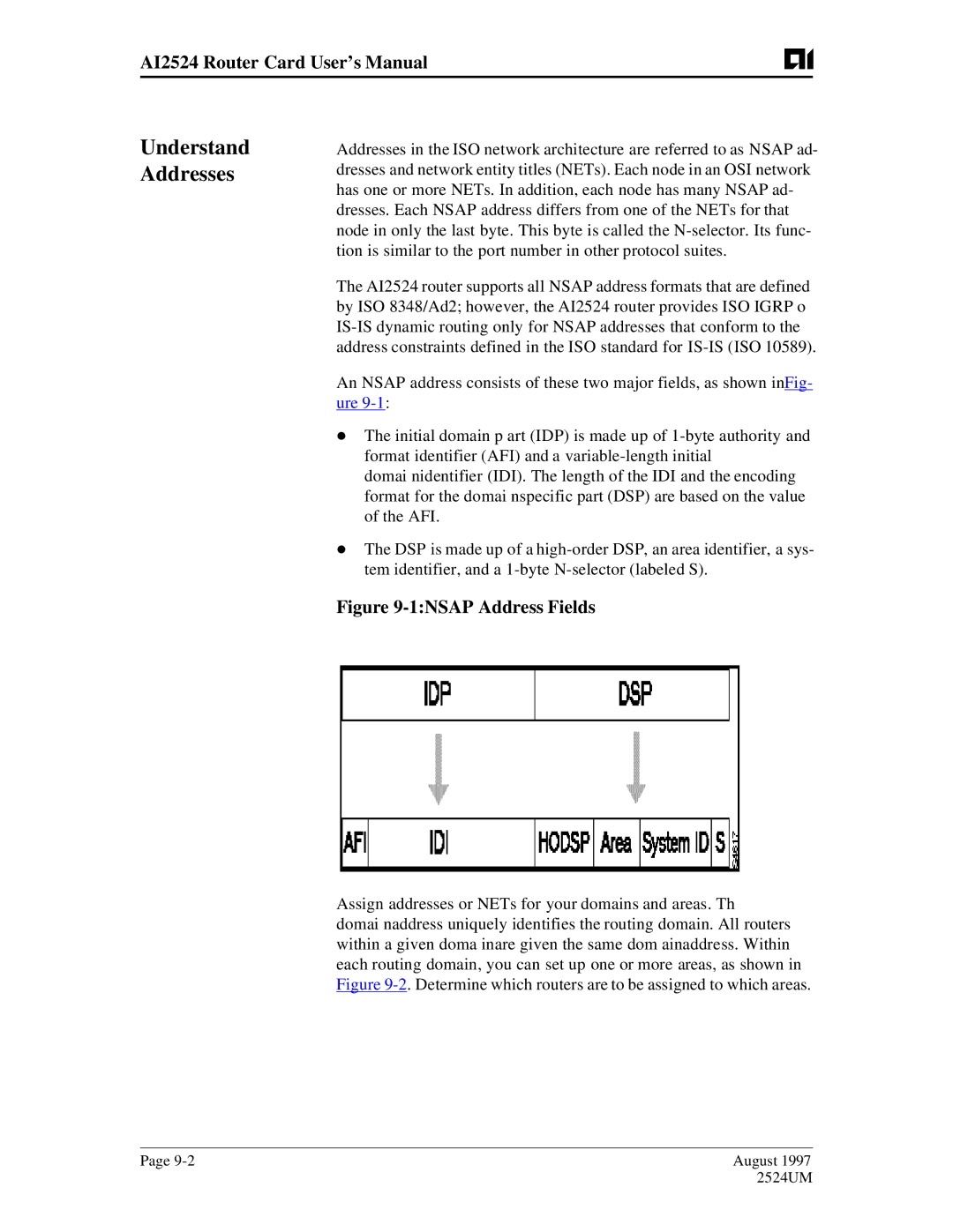 AIS AI2524 user manual Understand Addresses, 1NSAP Address Fields 