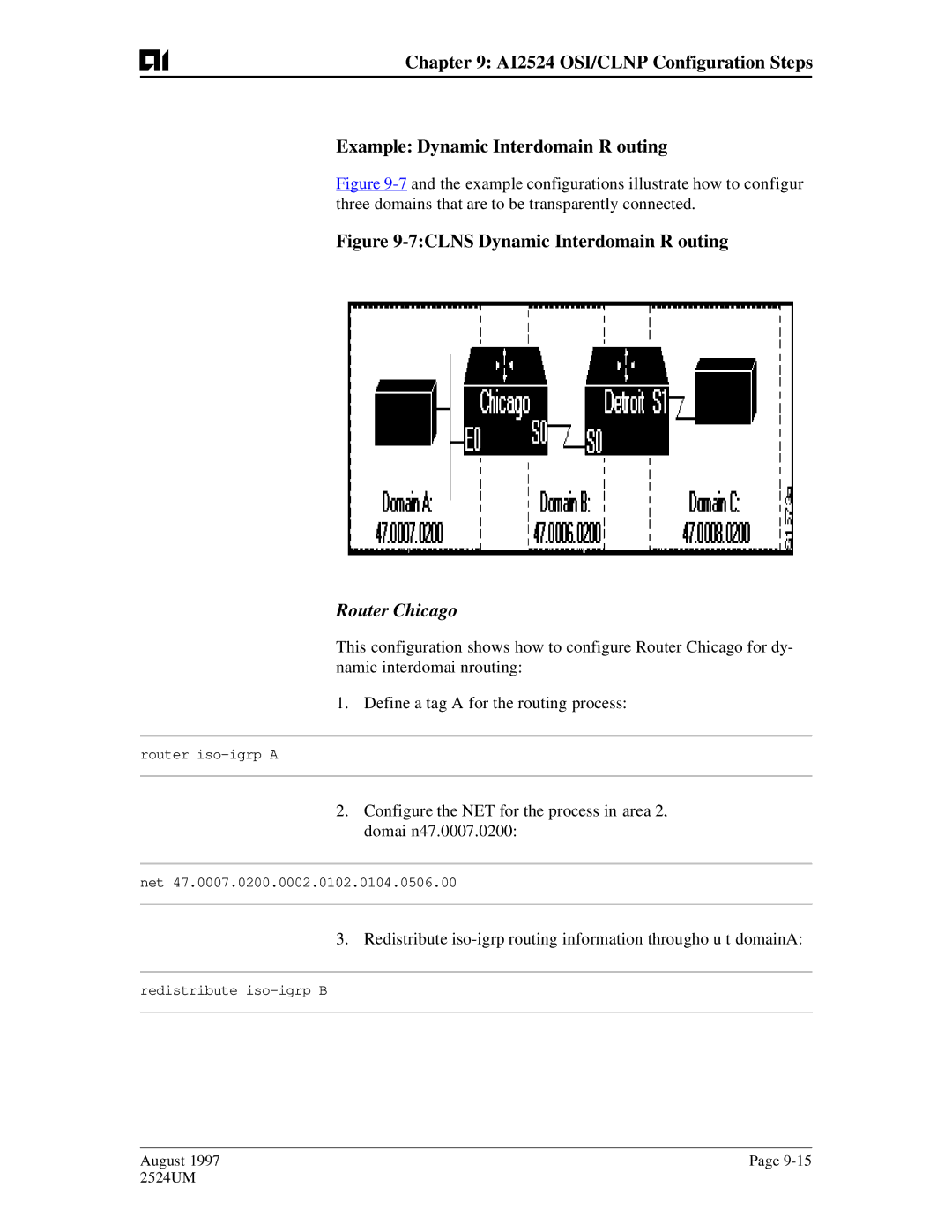 AIS AI2524 user manual 7CLNS Dynamic Interdomain R outing, Router Chicago 