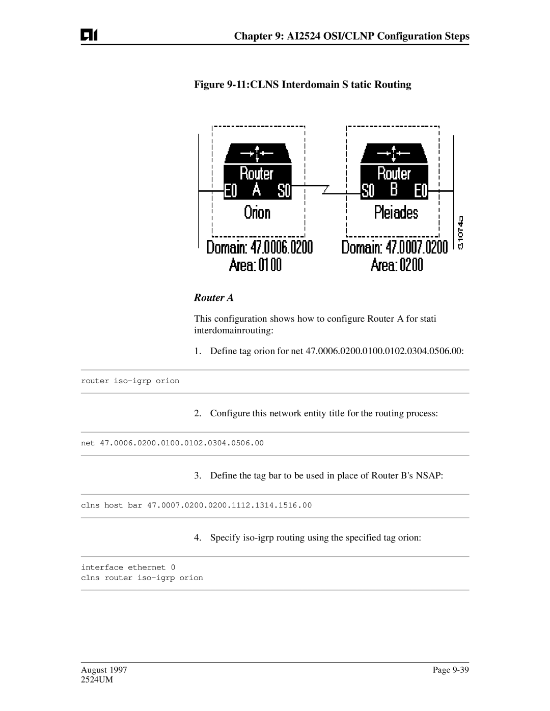 AIS AI2524 user manual Router a, Define the tag bar to be used in place of Router Bs Nsap 