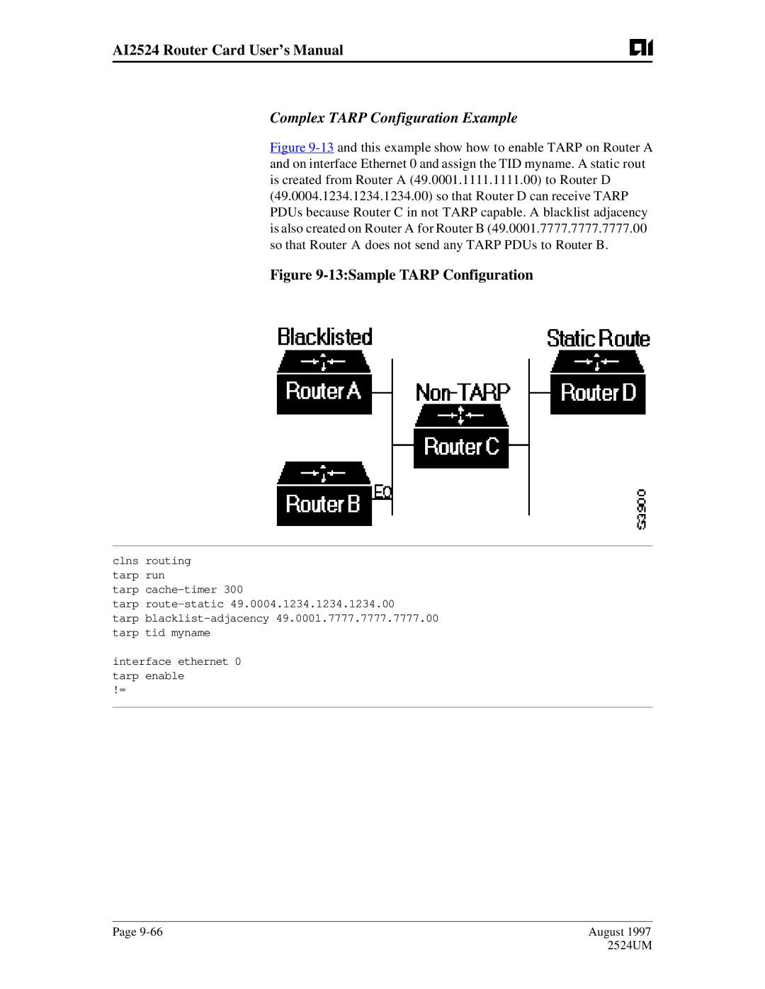 AIS AI2524 user manual Complex Tarp Configuration Example, 13Sample Tarp Configuration 