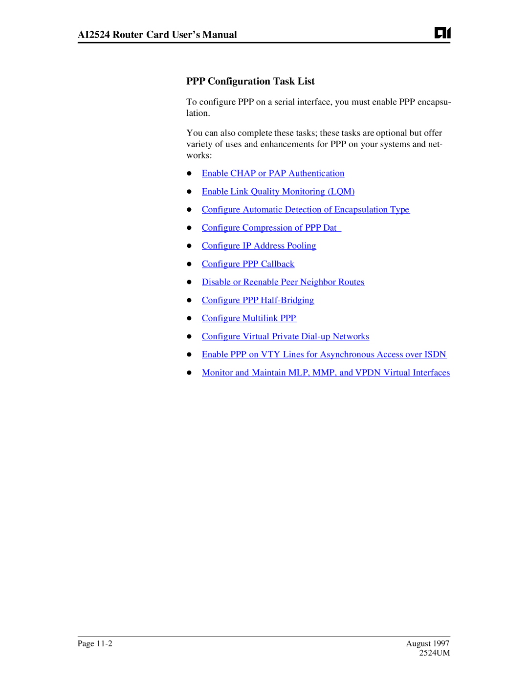 AIS user manual AI2524 Router Card User’s Manual PPP Configuration Task List 