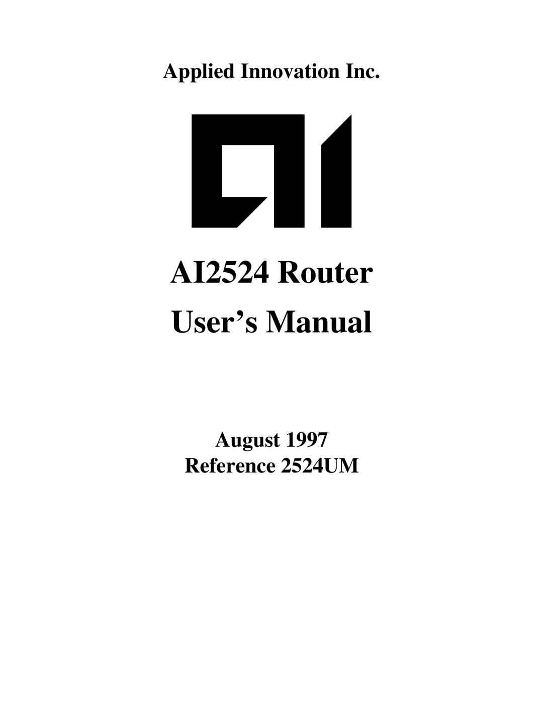 AIS AI2524 user manual Applied Innovation Inc, August Reference 2524UM 