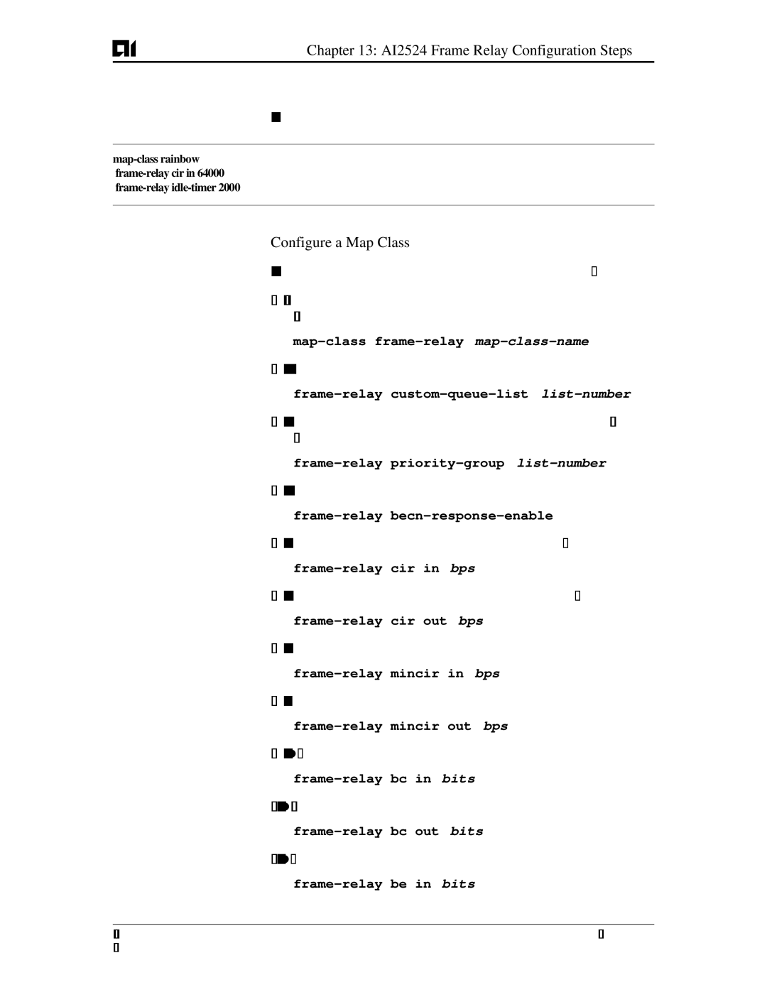 AIS AI2524 Configure a Map Class, Define another map class and its QOS settings, Map-class frame-relay map-class-name 