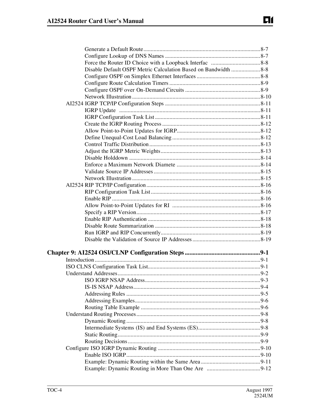 AIS user manual AI2524 OSI/CLNP Configuration Steps 