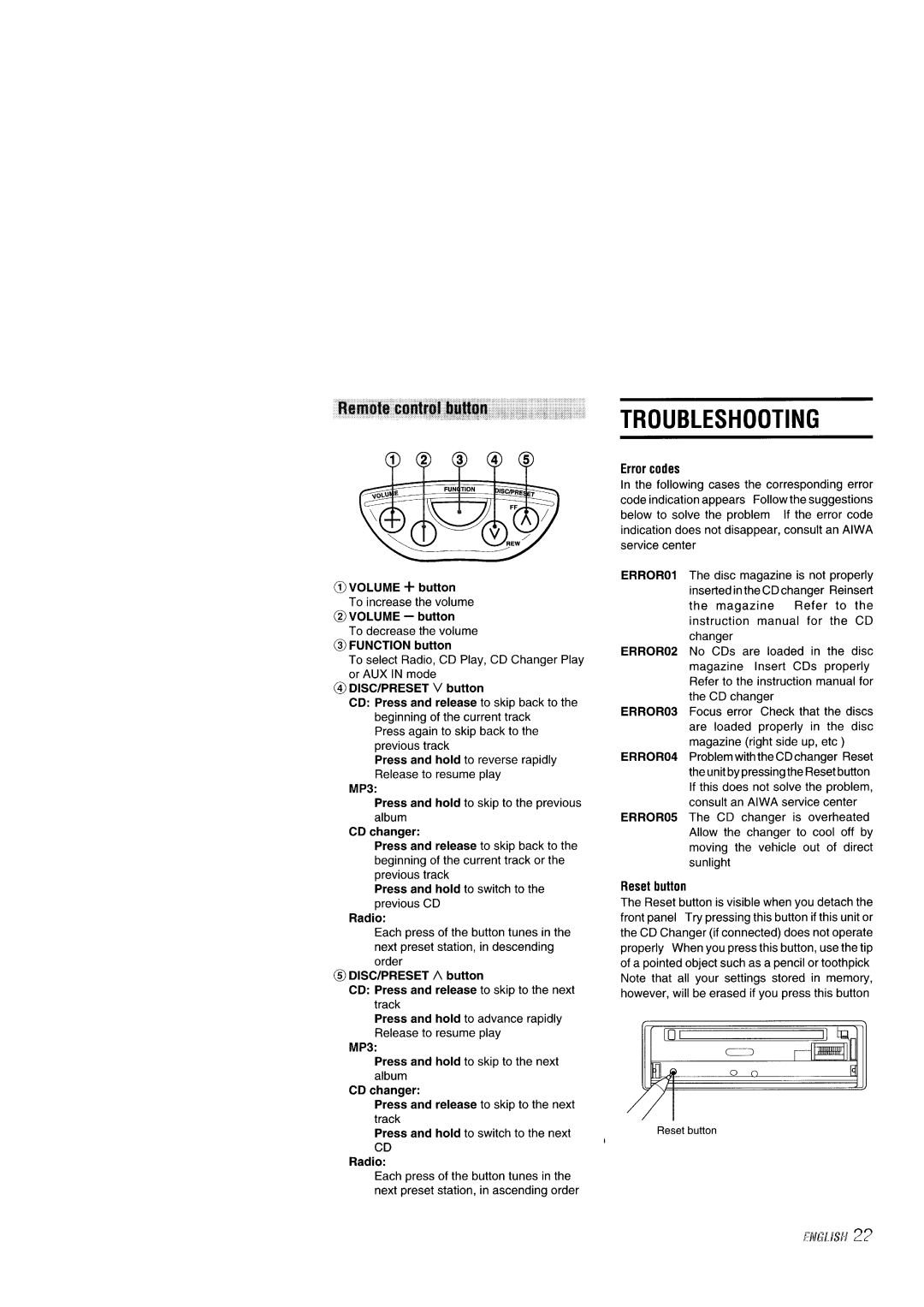 Aiwa 570CDCMP3 manual 