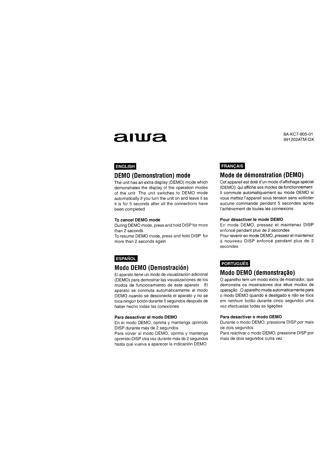 Aiwa 570CDCMP3 manual 