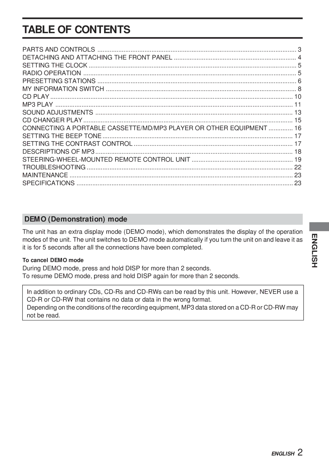 Aiwa 570CDCMP3 manual Table of Contents 