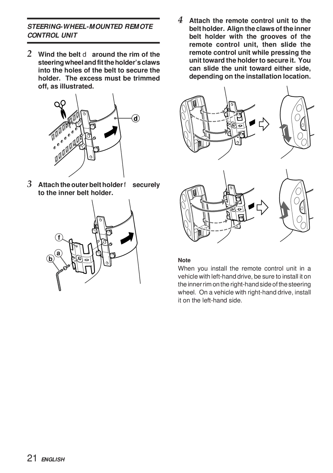 Aiwa 570CDCMP3 manual STEERING-WHEEL-MOUNTED Remote Control Unit 