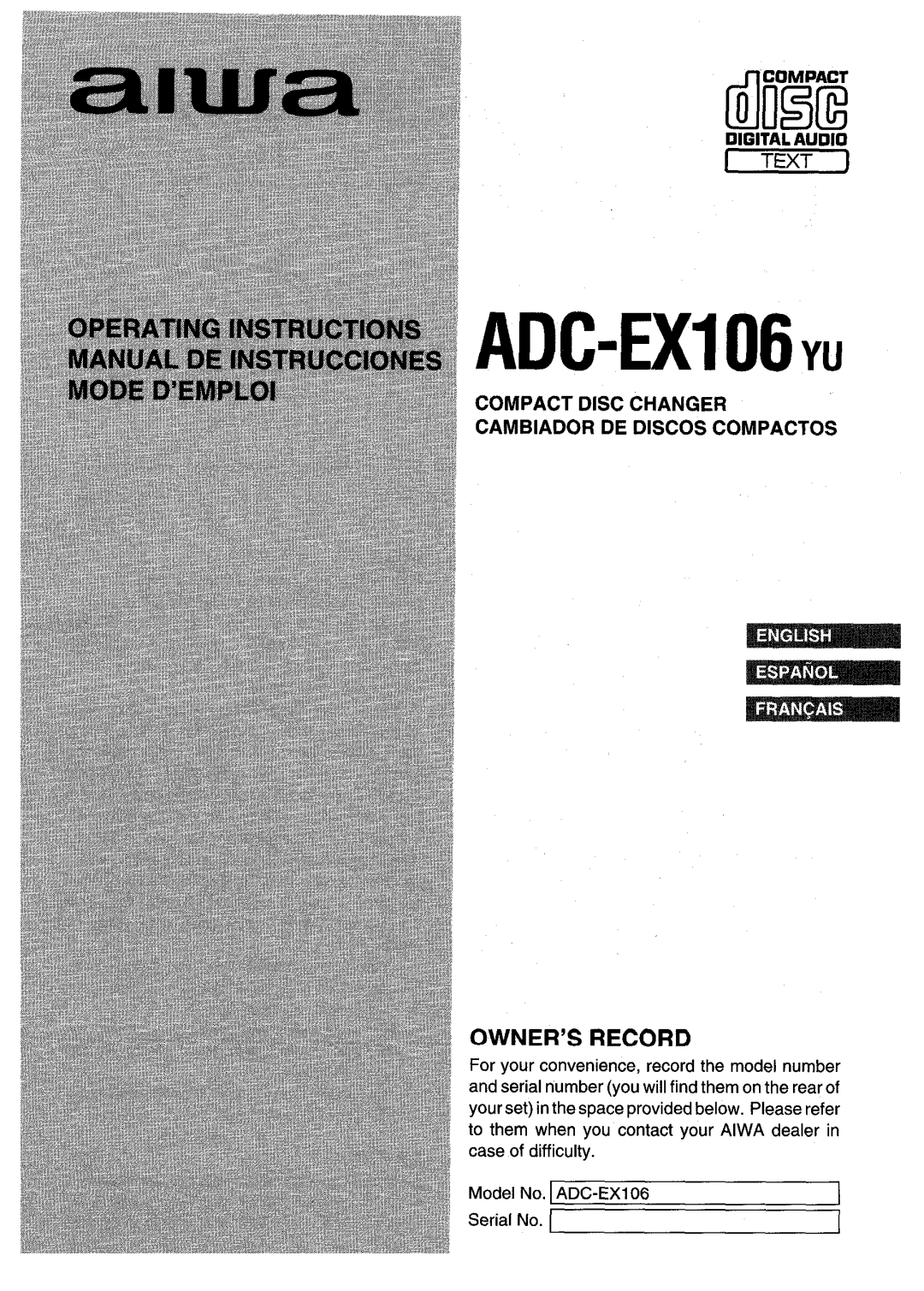 Aiwa manual ADC-EXI06YU 