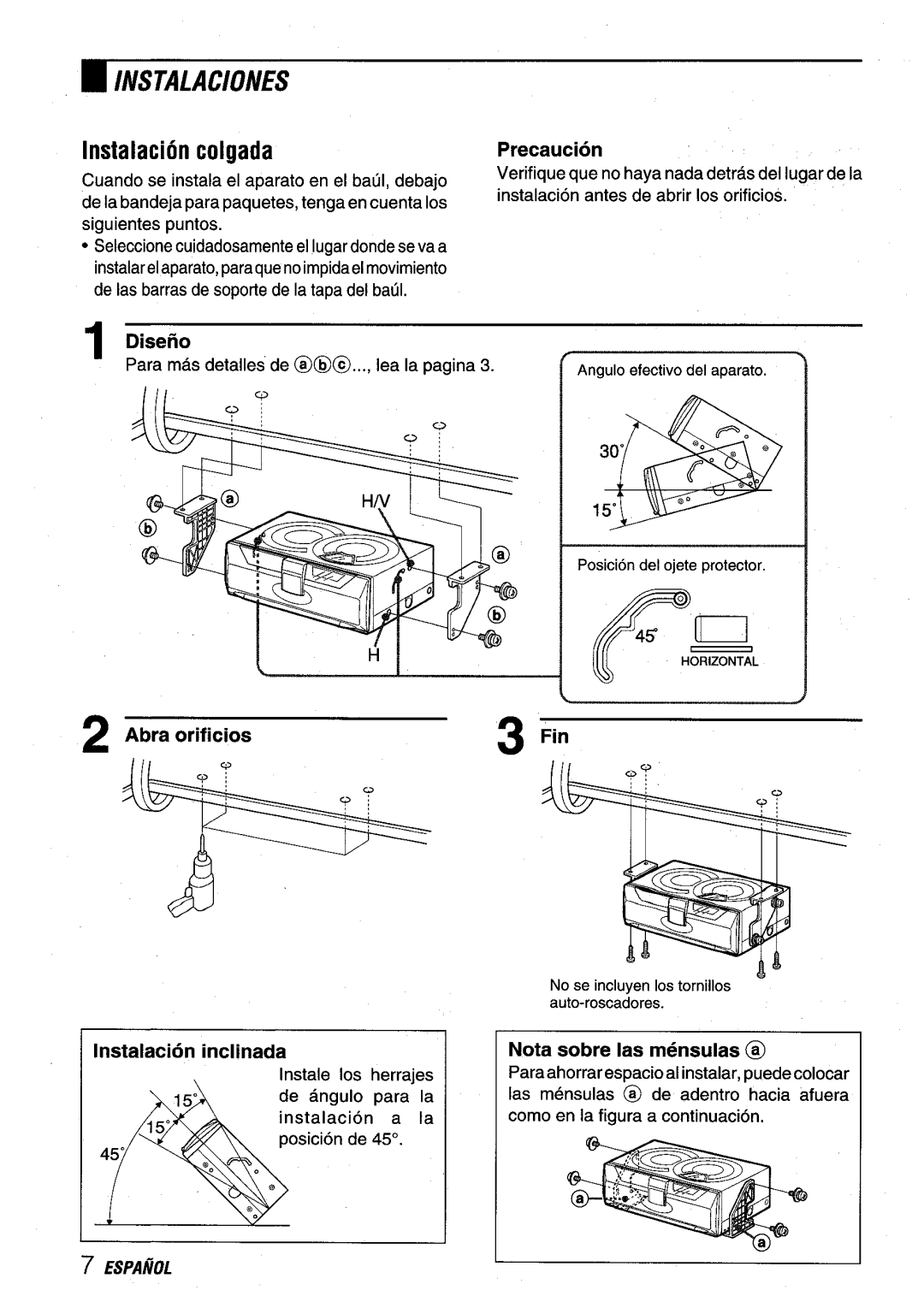 Aiwa ADC-EXI06 manual Instalacion colgada, Ill Co? 