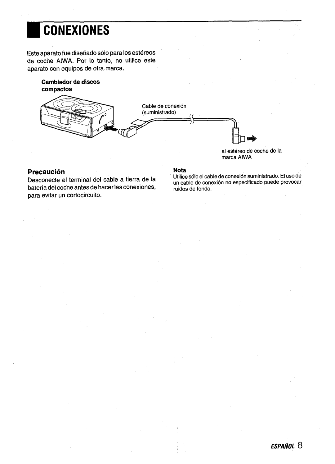 Aiwa ADC-EXI06 manual Conexiones, Cambiador de discos compactos 