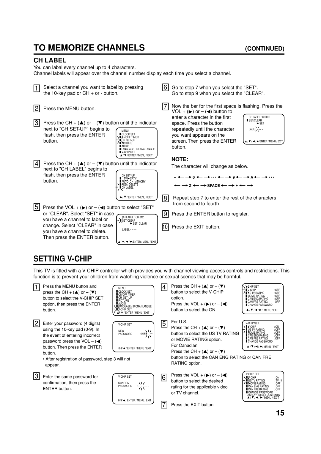 Aiwa AV-14F703 manual CH Label 