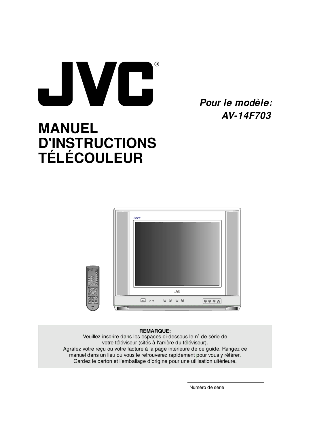 Aiwa AV-14F703 manual Remarque, Numéro de série 