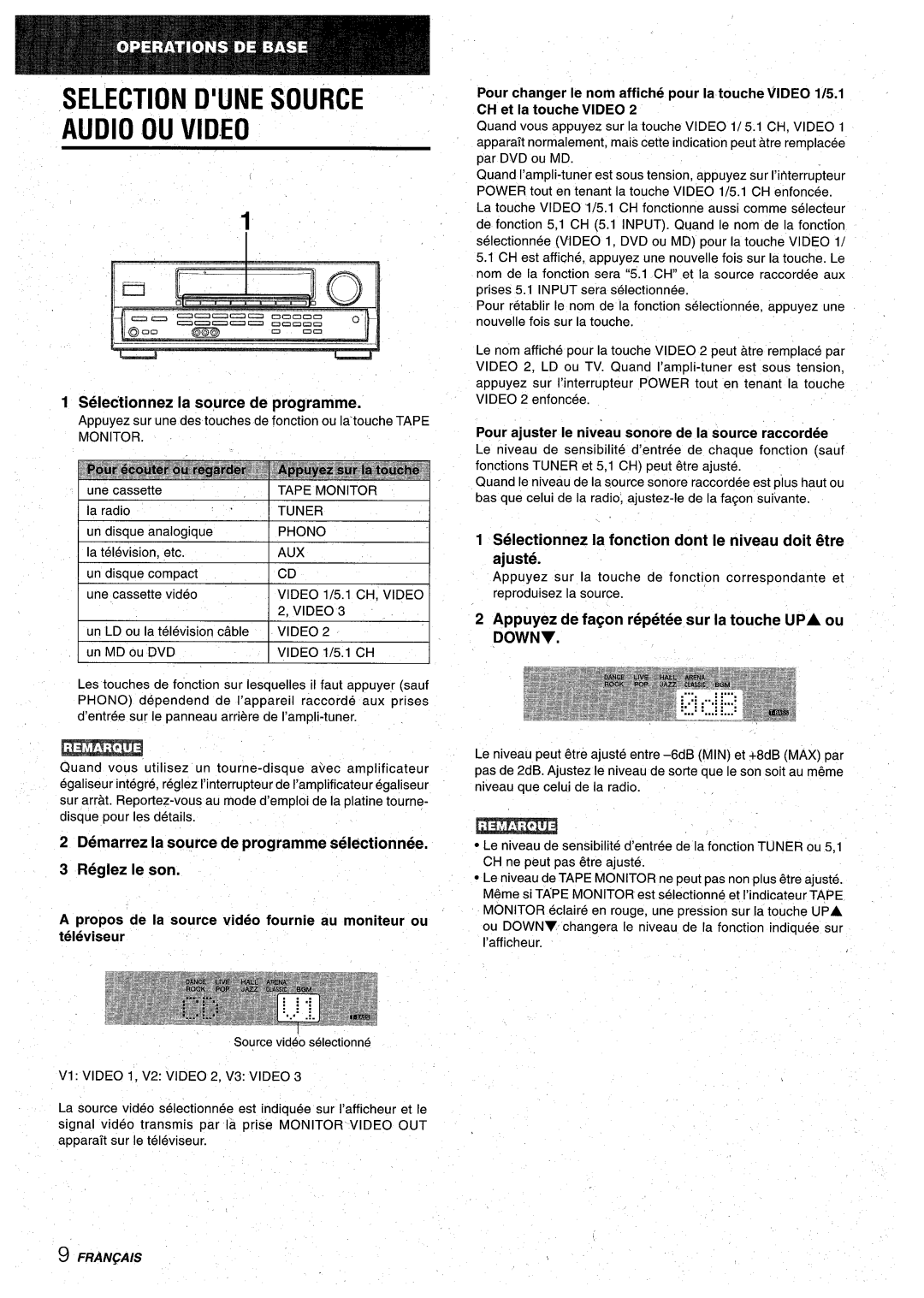 Aiwa AV-D30 manual Selectionnez la so,urce de programme, Demarrez la source de programme sekctionnee 